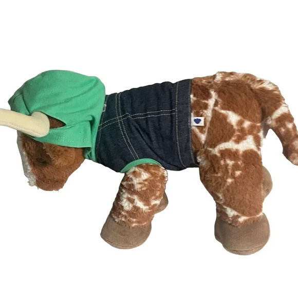 Build A Bear Longhorn Cow Brown & White Spotted Bull Plush With Outfit - Picture 11 of 13